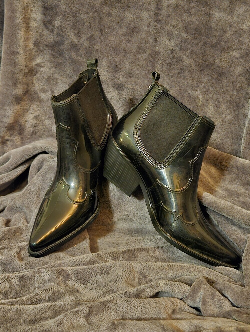 Sam Edelman Black Jelly Ankle Cowboy Boots